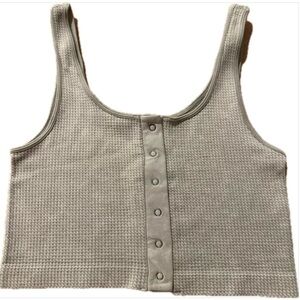 AEROPOSTALE SERIOUSLY SOFT SEAMLESS WAFFLE KNIT BUTTON DOWN TANK WOMENS SIZE MED